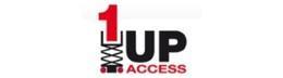 1 UP Access logo in black and red with a white background